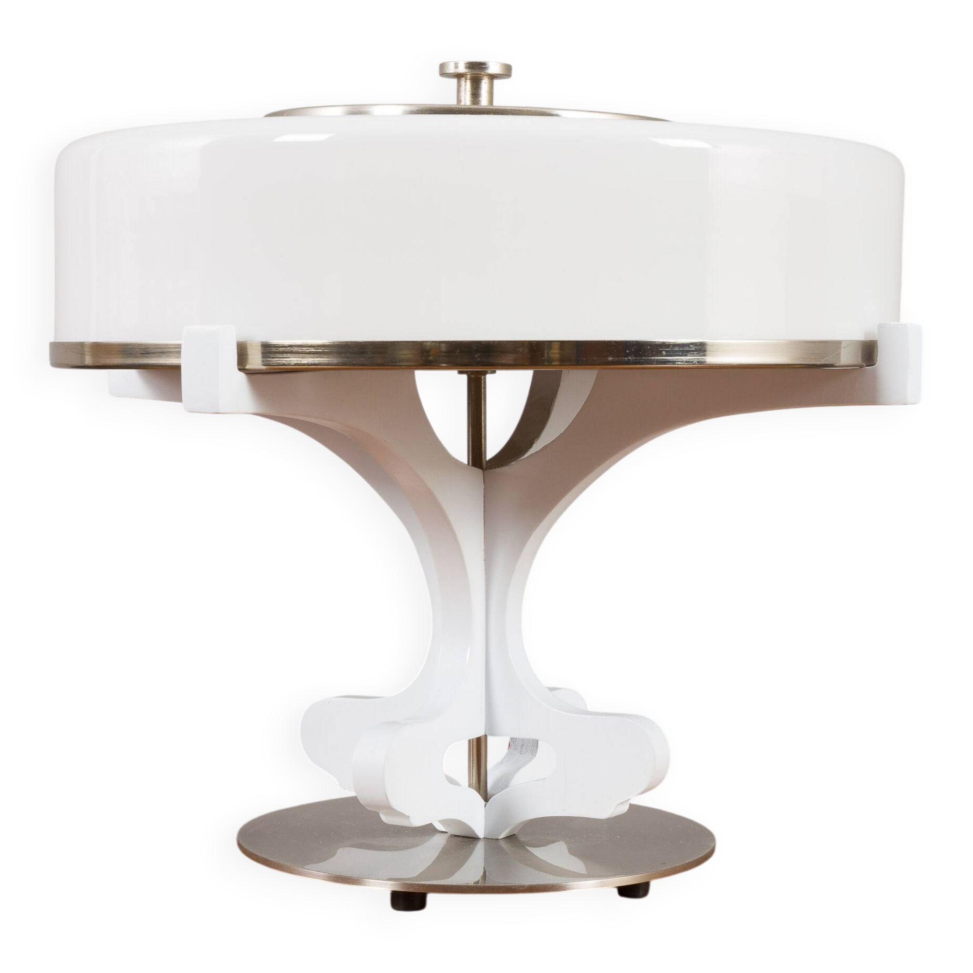 Lampe de table italienne Space Age avec abat-jour en verre de Murano, années 1970.