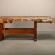 Vintage Wooden Industrial Rustic Carpenter’s Workbench with Two Vises