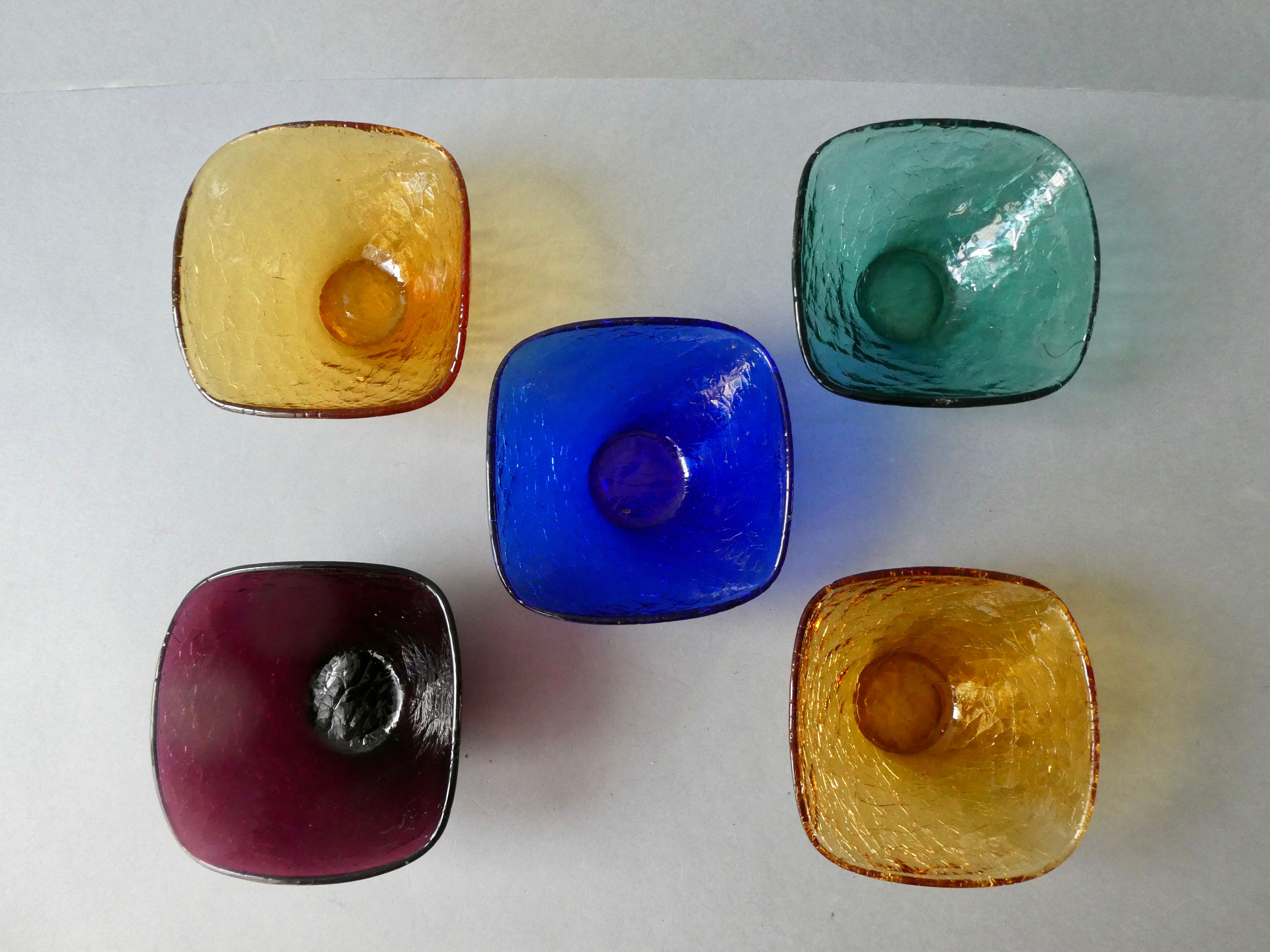 5 blown glass cups