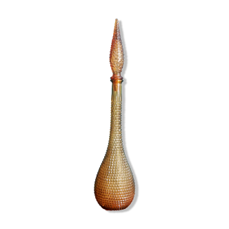Amber Glass Genie Bottle / Empoli Italy