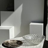 Large classic diamond-tipped glass salad bowl