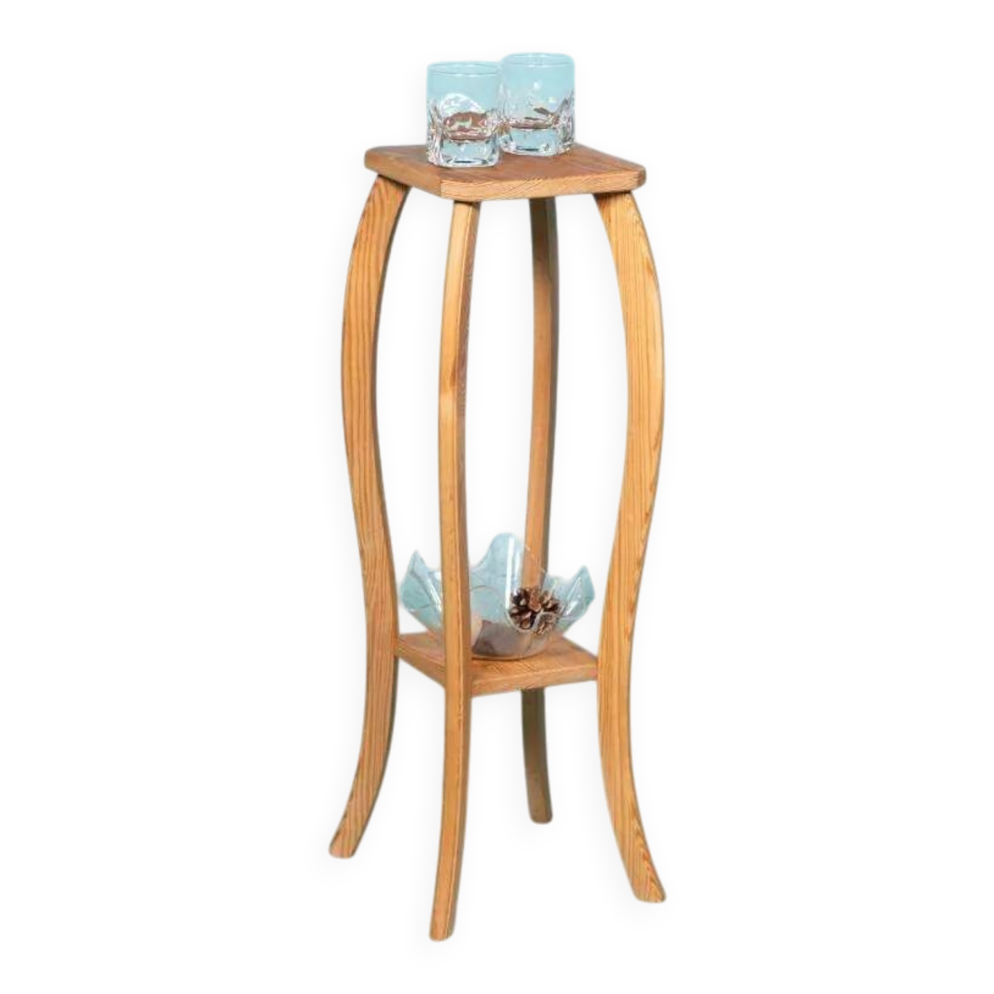 Vintage pine plant shelf, plant stand Sweden 1960