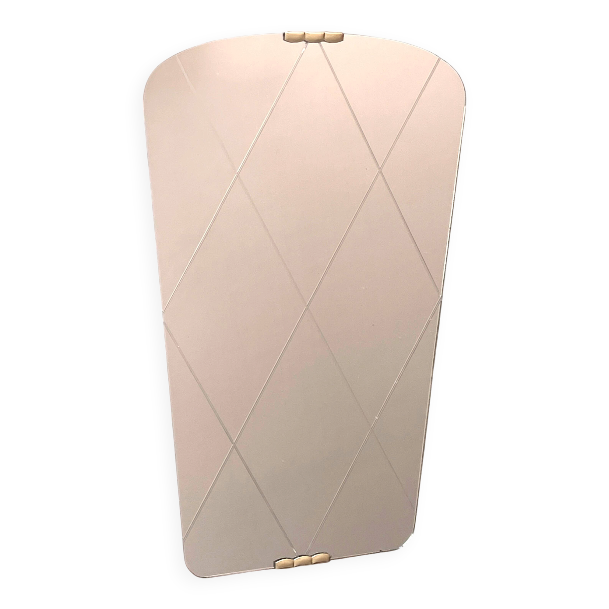 Art Deco engraved mirror in brass, 1950s