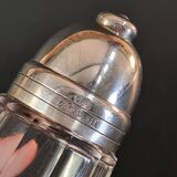 Christofle sugar bowl in cut crystal and silver-plated metal.