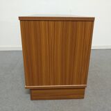 3-drawer chest of drawers in mahogany veneer and satin white, 70s-80s