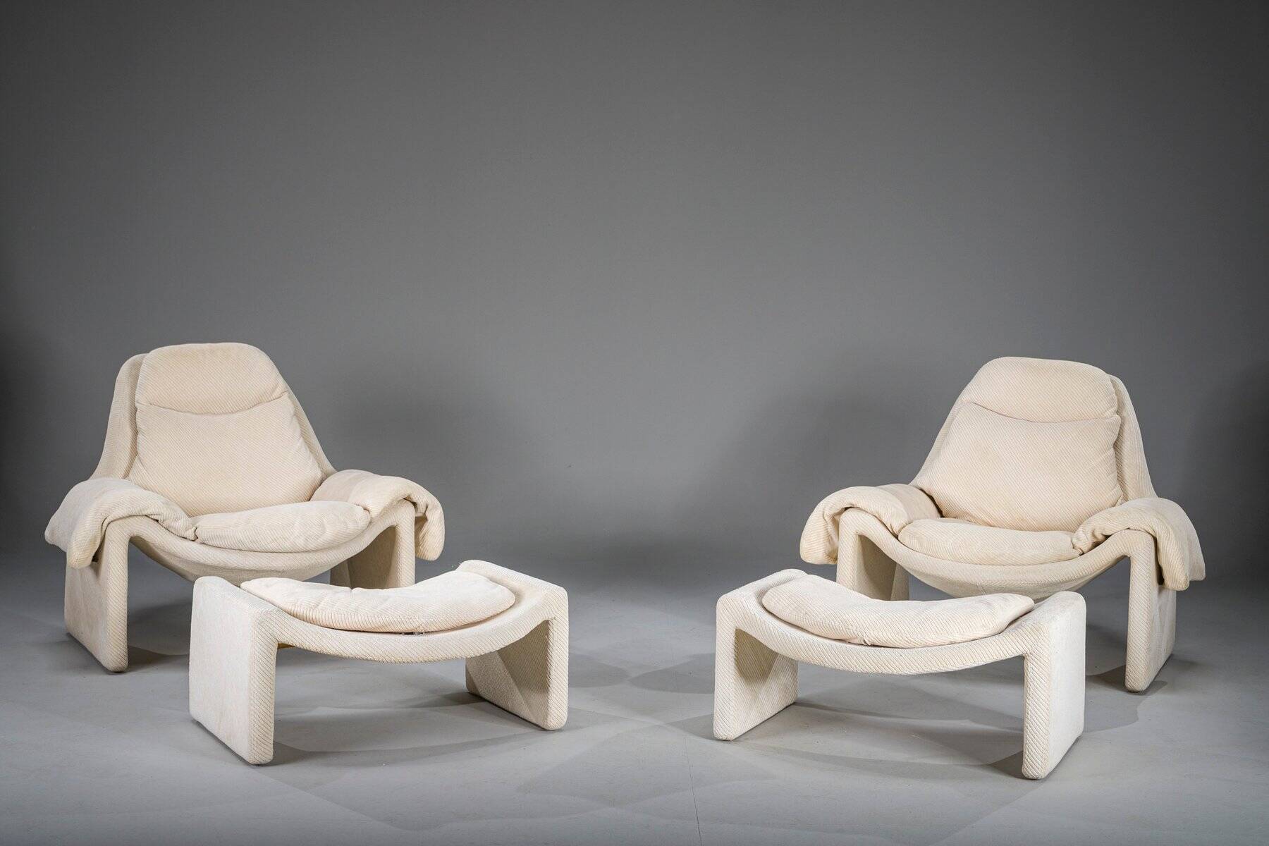 P60 chairs and ottomans by Vittorio Introini for Saporiti, 1960s, set of 4