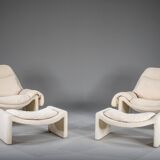 P60 chairs and ottomans by Vittorio Introini for Saporiti, 1960s, set of 4