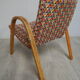 Pair of vintage wooden armchairs and harlequin fabric year 70