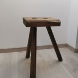 Tabouret bois ancien tripodes