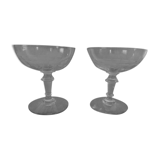 Pair of old champagne glasses crystal faceted louis Philippe