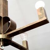 Art Deco period modernist four-light gilt brass pendant light circa 1930