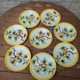 Set of 8 small fruit slip plates Orchies Moulin des Loups