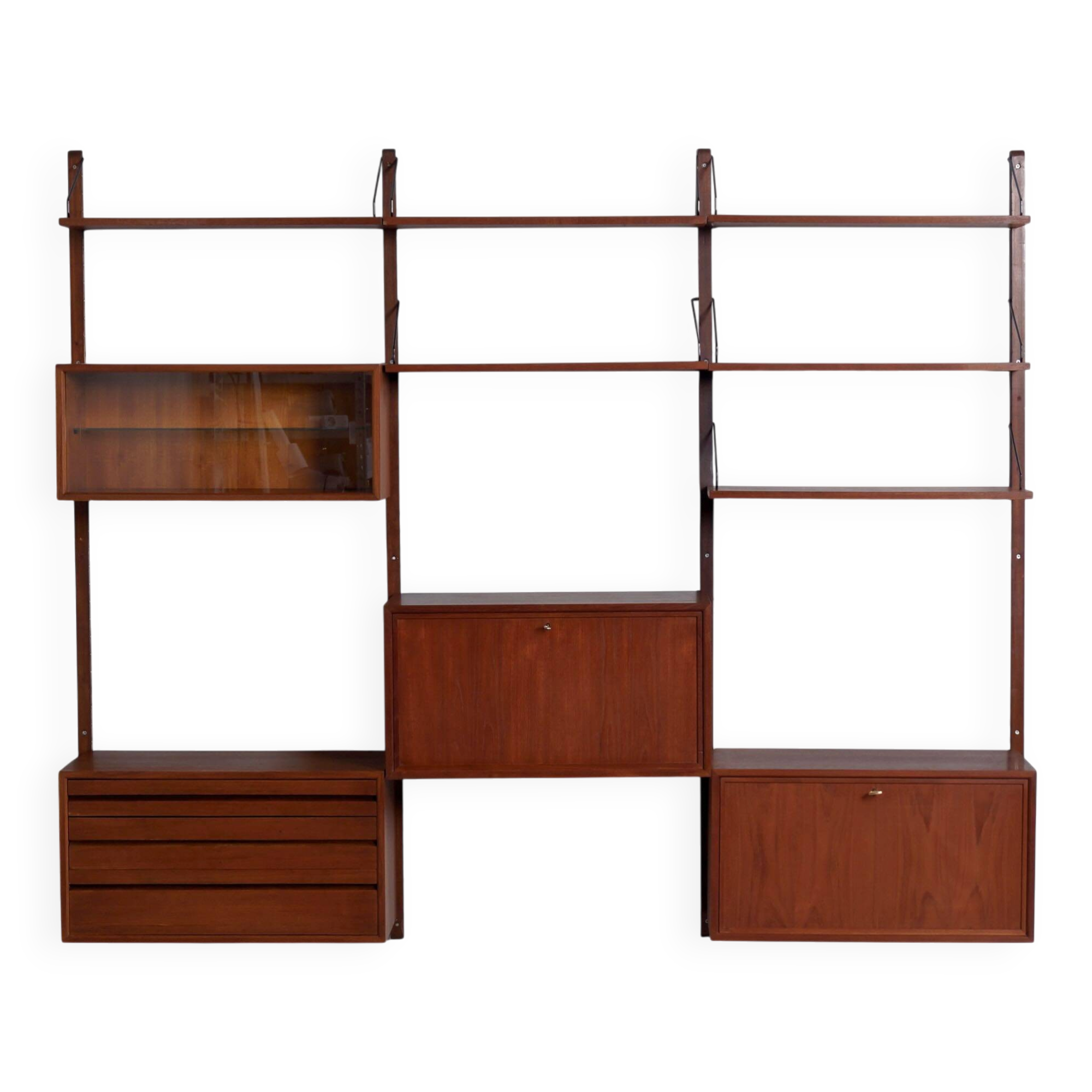 Royal System by Poul Cadovius for Cado, 1960s – Teak Wall System, 14-Piece