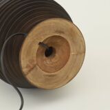 Grand pied de lampe en bois tourné noire vintage circa 1980