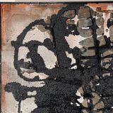 Tableau abstrait, huile et concrétions sur panneau N°16,LM Londot 1963