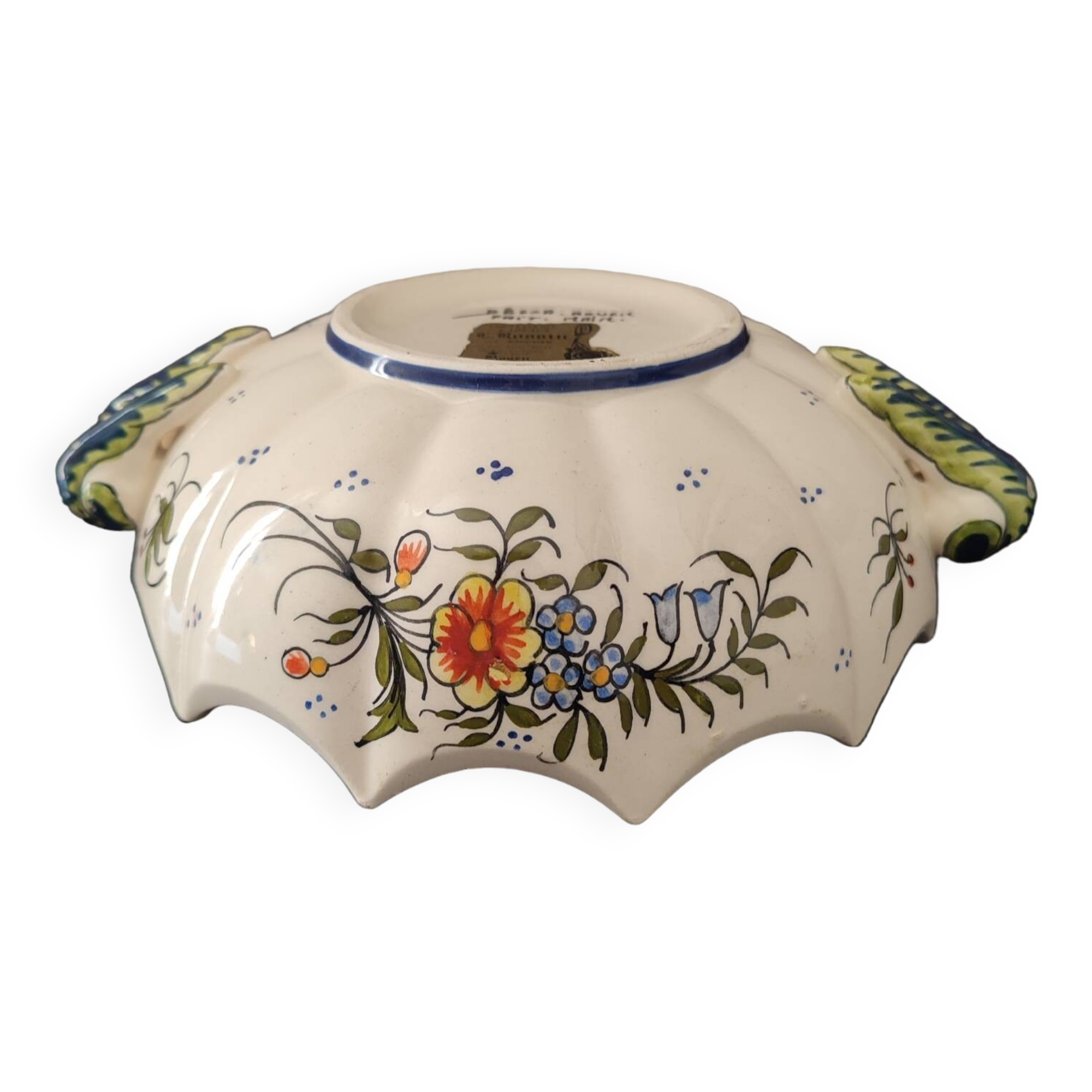 Old Rouen earthenware empty pocket cup