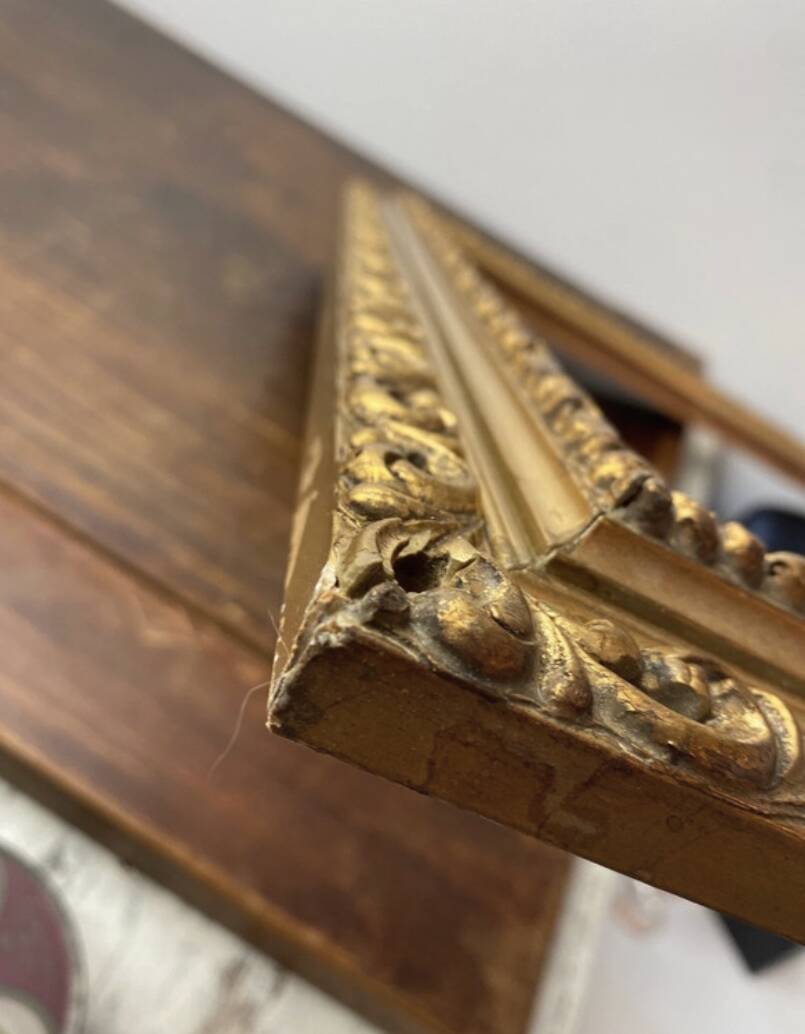 Old gilded carved wooden frame