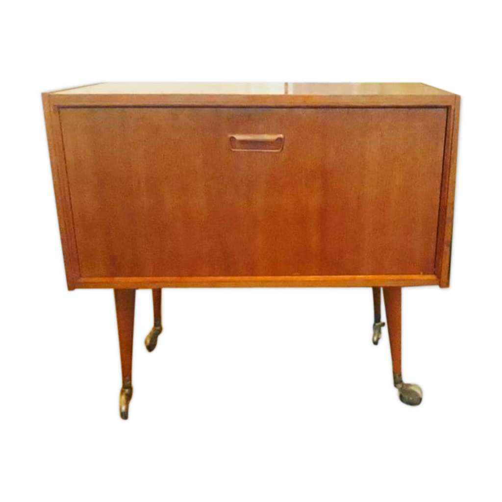 Meuble bar à roulettes en teck scandinave Selency