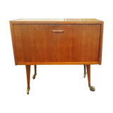 Scandinavian teak bar cabinet on wheels