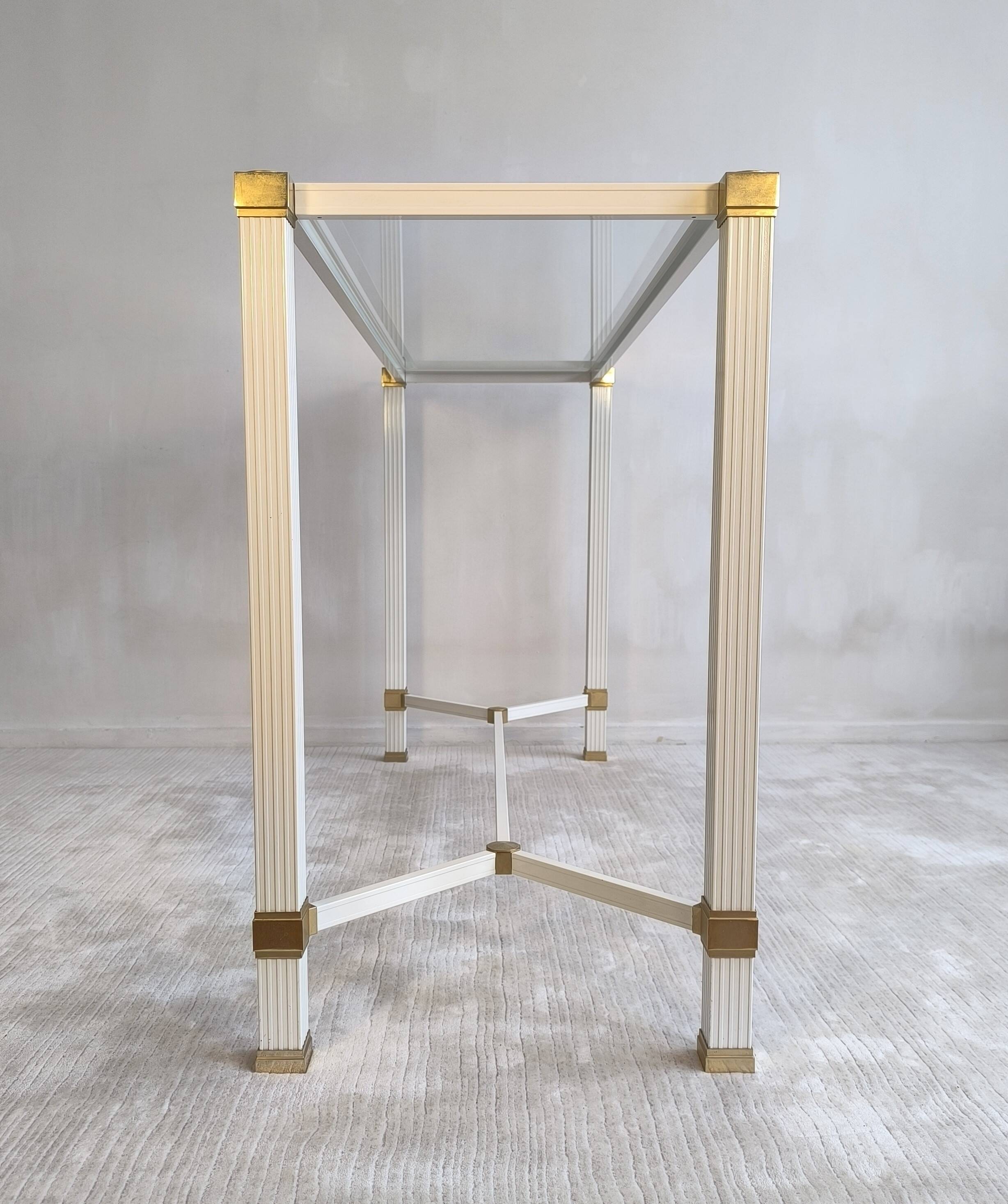 Iconic white console with designer spacer, signed Pierre Vandel Paris