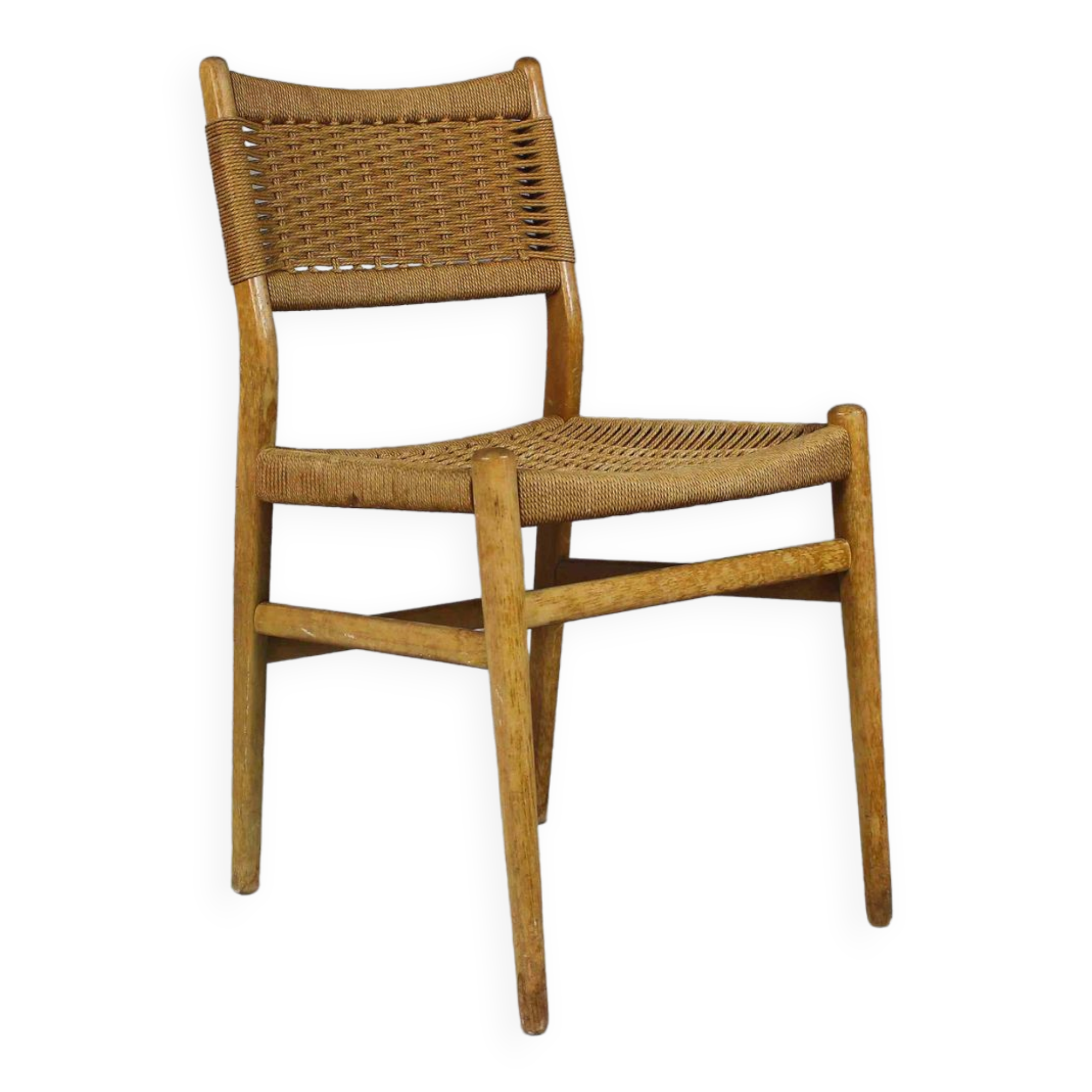 Vintage Cord Woven Chair, Denmark, 1960s