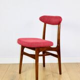 Vintage Hałas upholstered chair in raspberry strawberry vintage colour