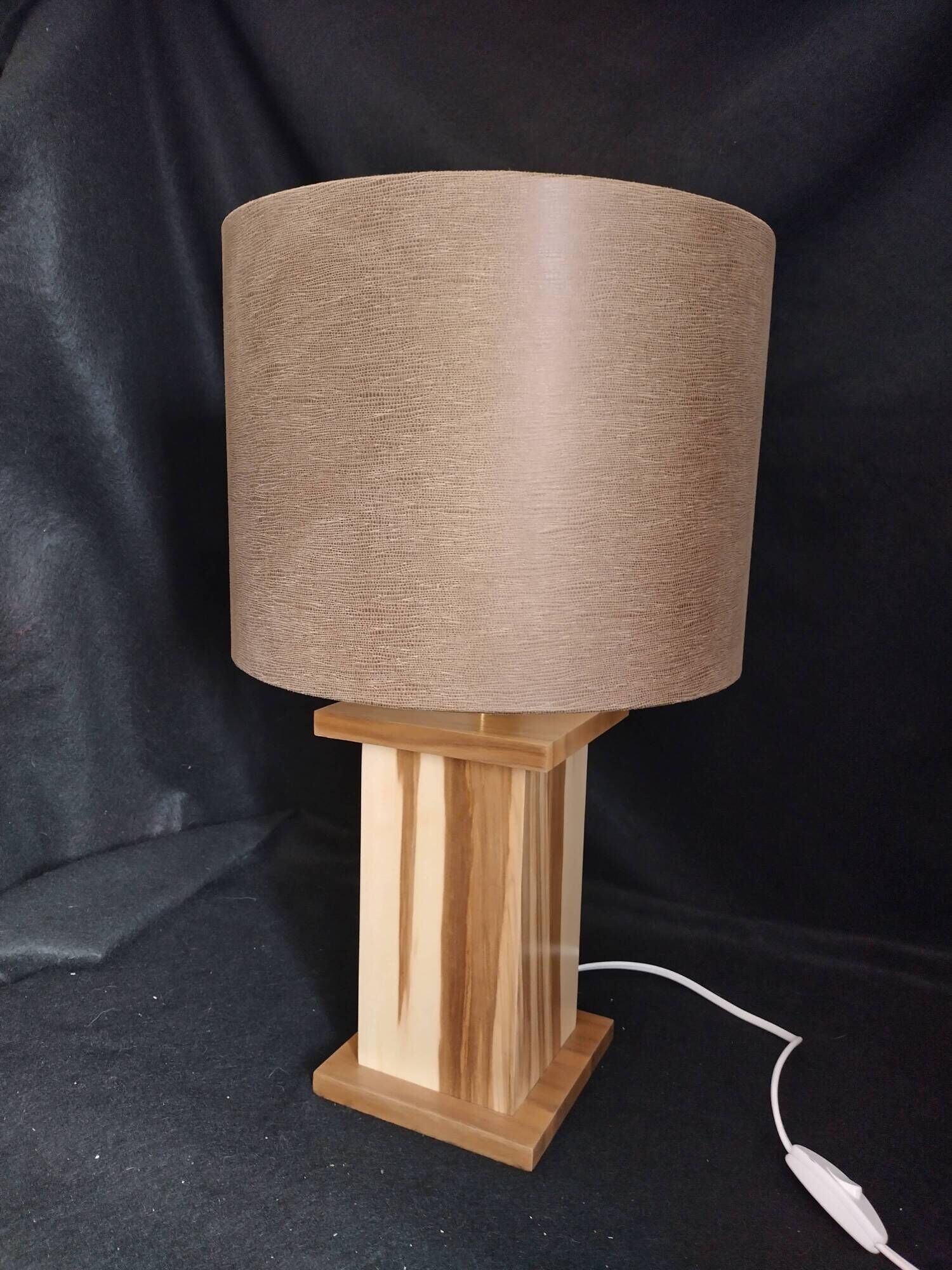Handcrafted lamp in a contemporary style.