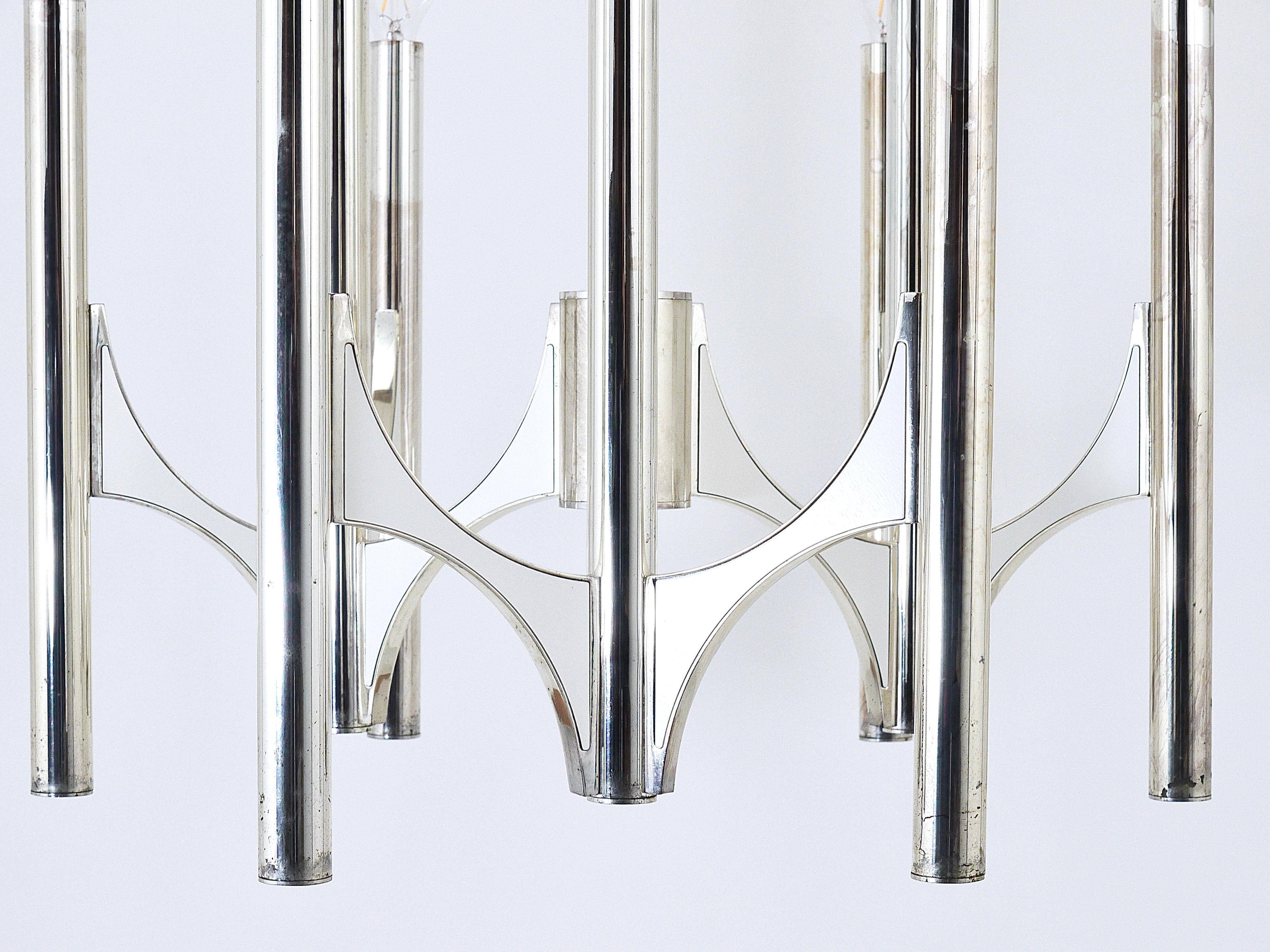 Mid-Century Lustre Gaetano Sciolari Sirius Silvered, Lightolier, Italy