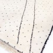 Beni Ouarain ecru Berber rug with polka dots and black patterns 235x157cm