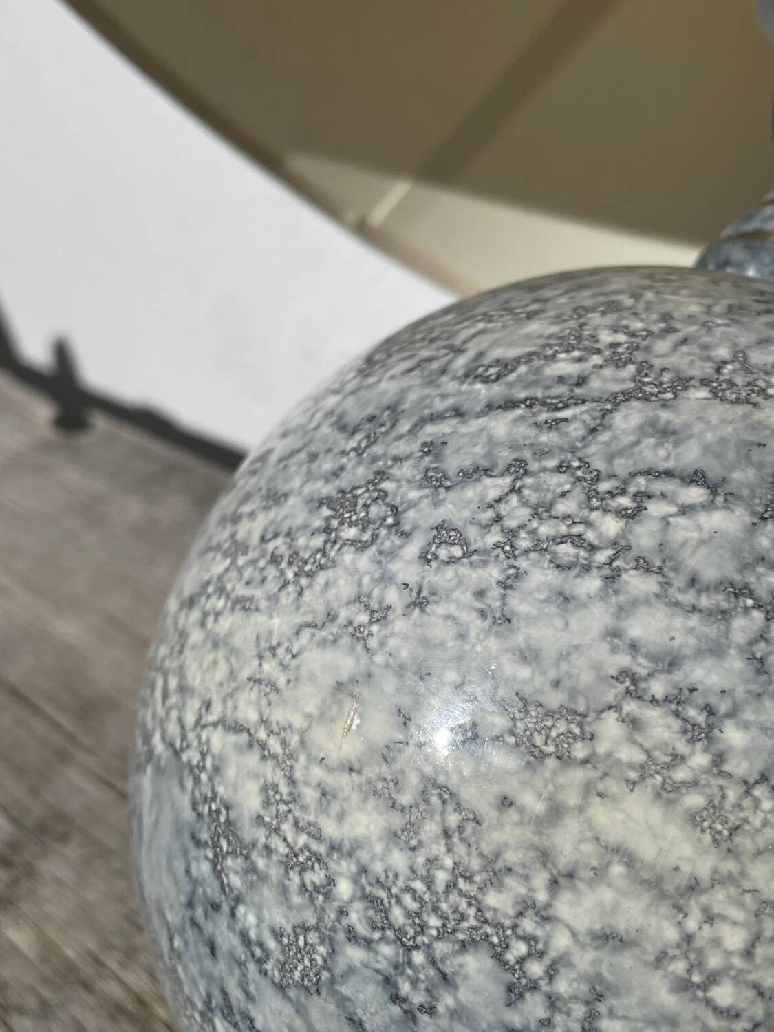 Speckled wood ball lamp 1980