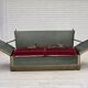 1970s, Danish 2-seater drop arm "Spanish" sofa, green and red velour.