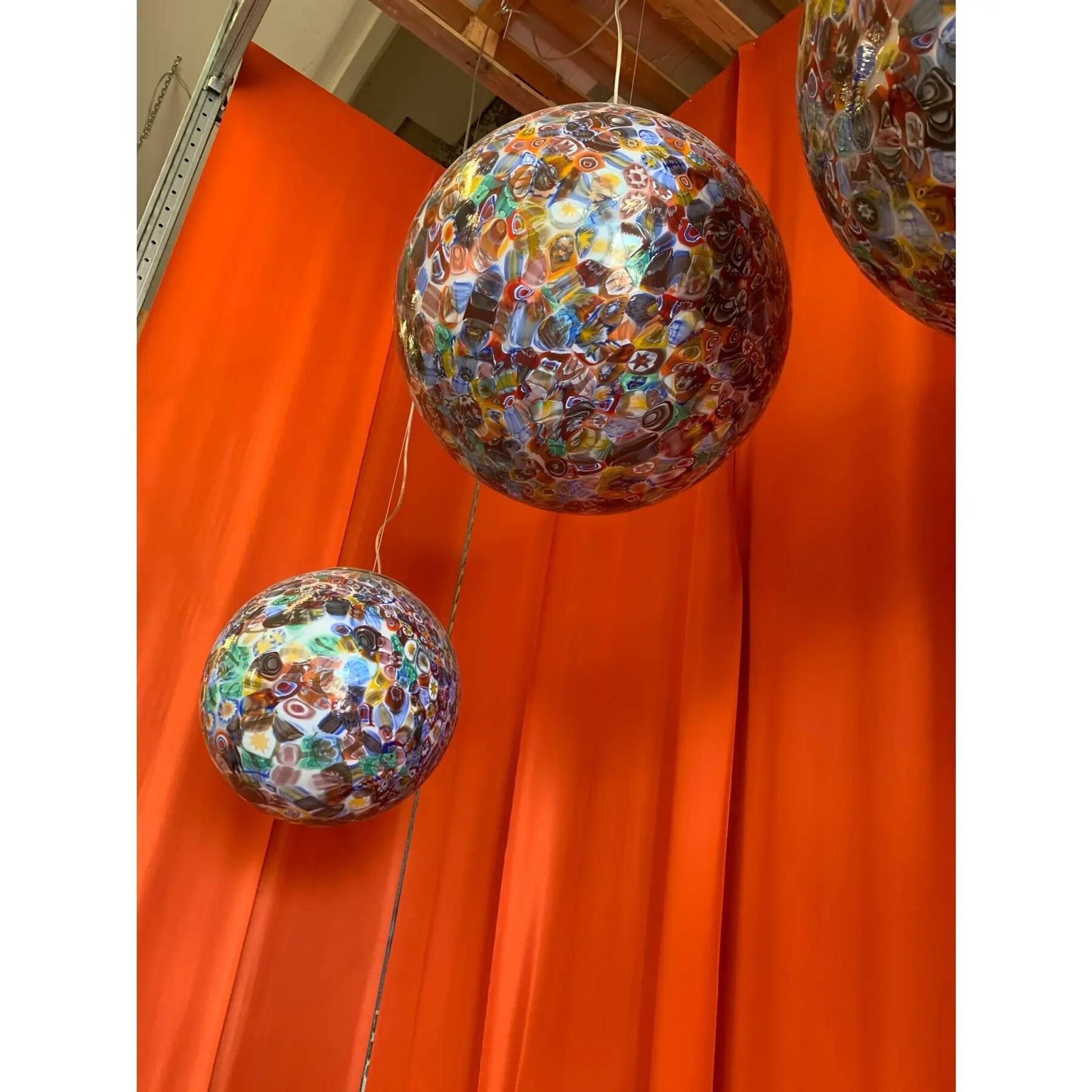 Multicolored Murrine Sphere in Contemporary Murano-Style Glass