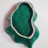 empty cup pocket leaf slip green ceramic vallauris made in france