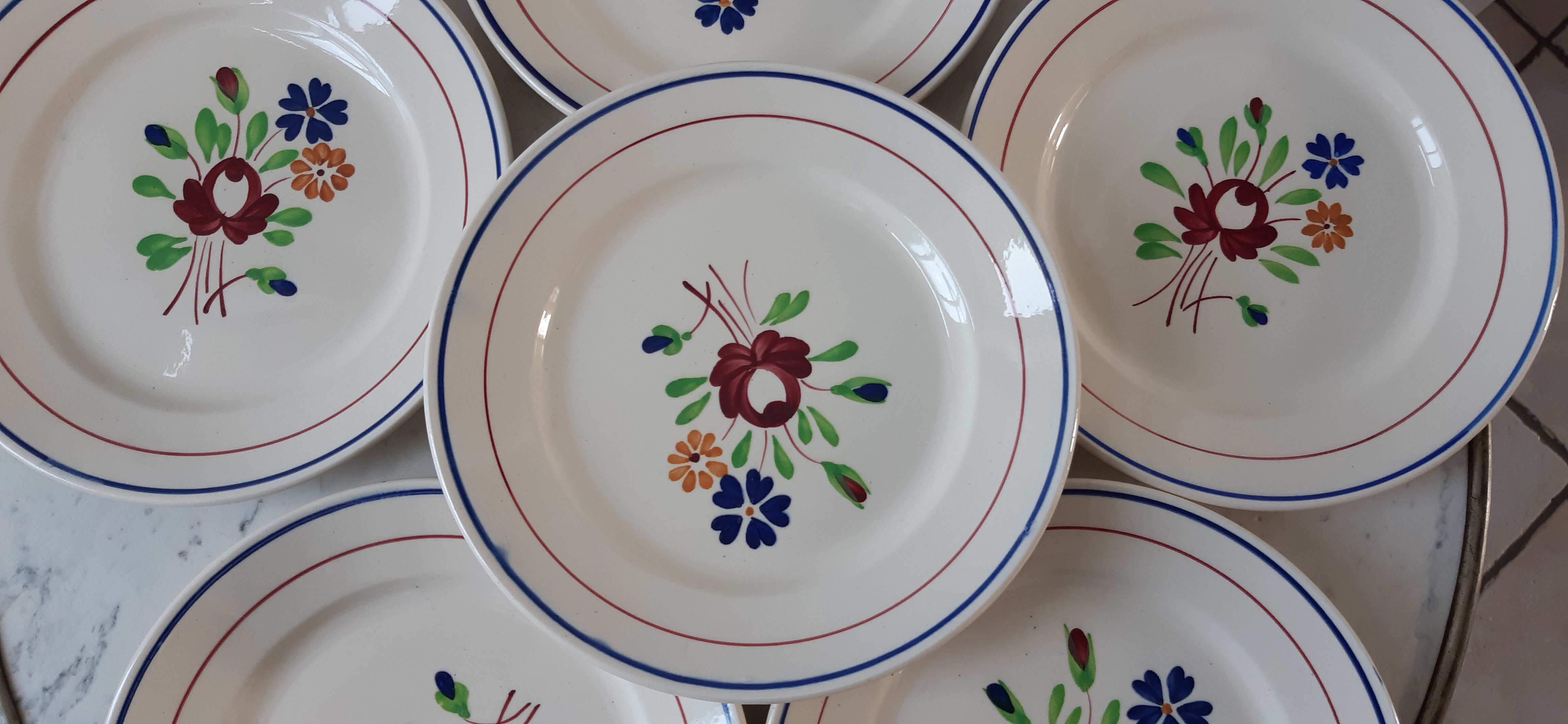 Set of 6 dessert plates Luneville model Chantilly