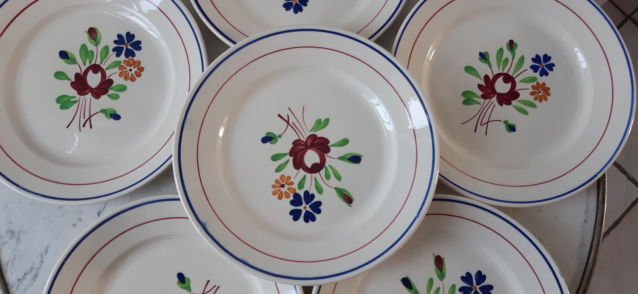 Lot de 6 assiettes à dessert Luneville modèle Chantilly