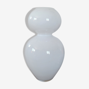Vase bubble en opaline blanche