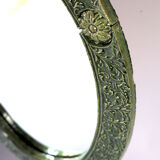 Oval green ceramic mirror - 73x51cm