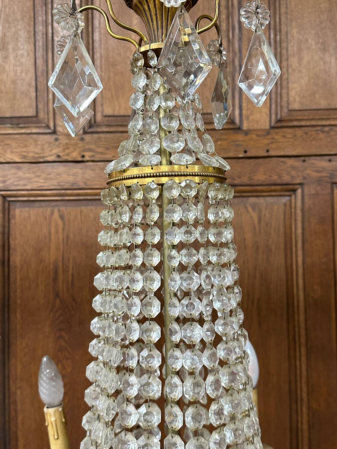 Louis XVI style hot air balloon chandelier with tassels
