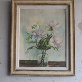 Still life watercolor bouquet of peonies