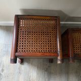 Caches-pots vintage en bois et cannage
