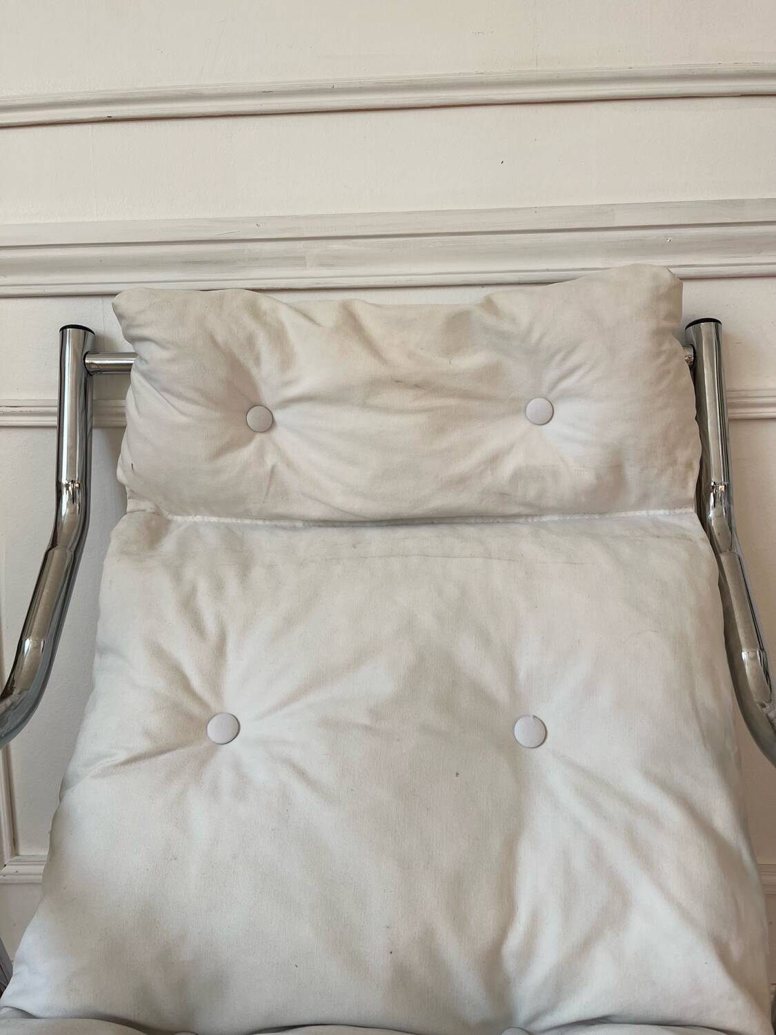 Fauteuil tubulaire en métal chromé, années 70