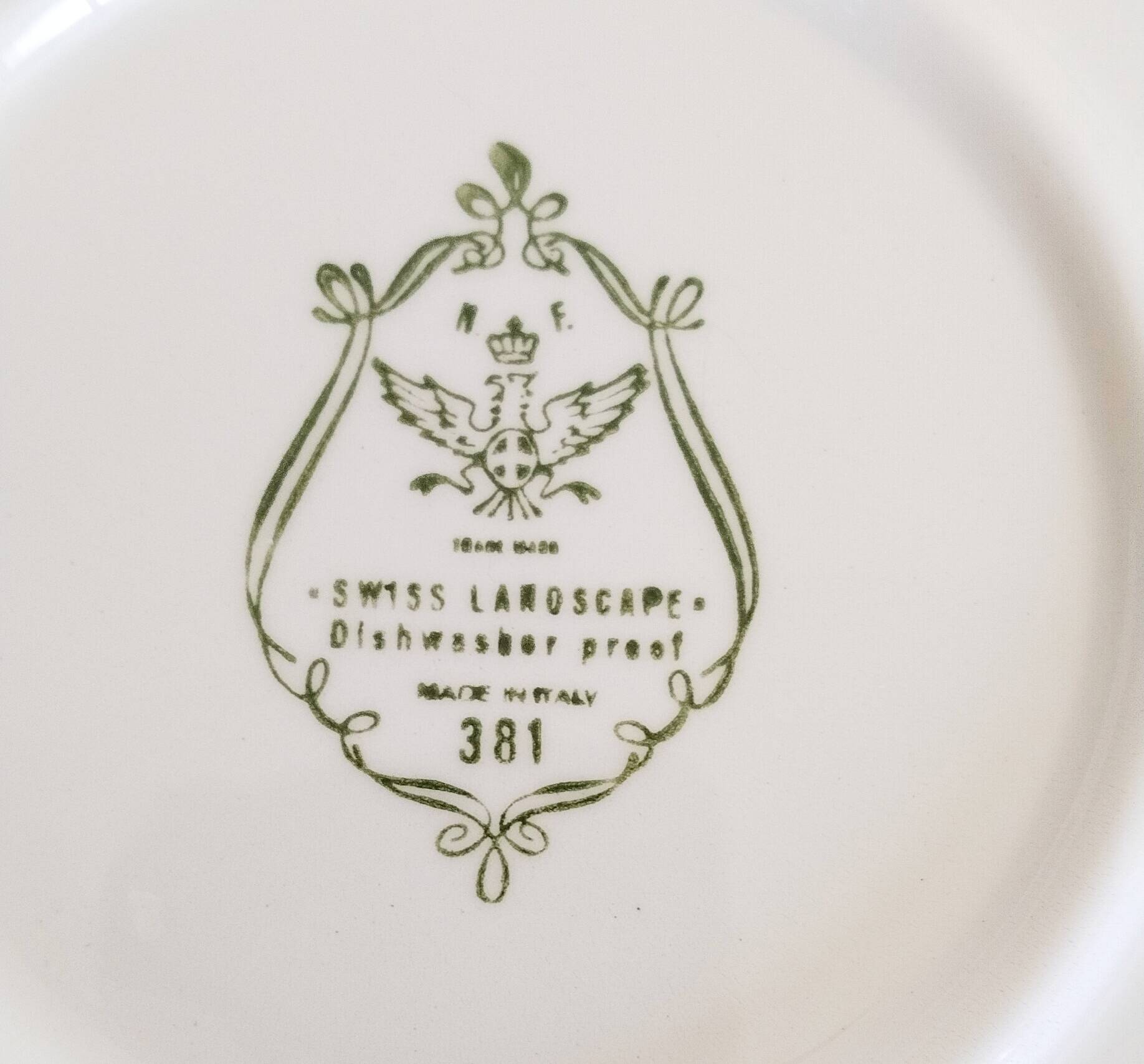 Italian porcelain serving platter and salad bowl: Swiss Landscape