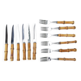 Set of bamboo cutlery fork knife