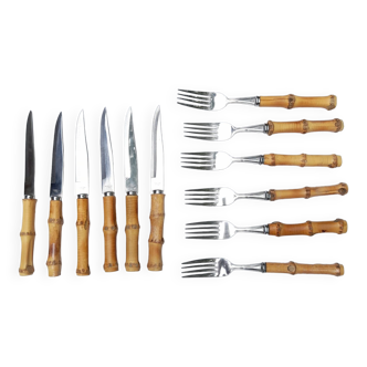 Lot de couverts en bambou fourchette couteau