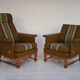 Ensemble de fauteuils bois de chêne laine état d’origine années 1970