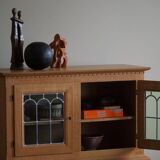 20th-century solid oak display cabinet with a glass front, by a Danish cabinetmaker.