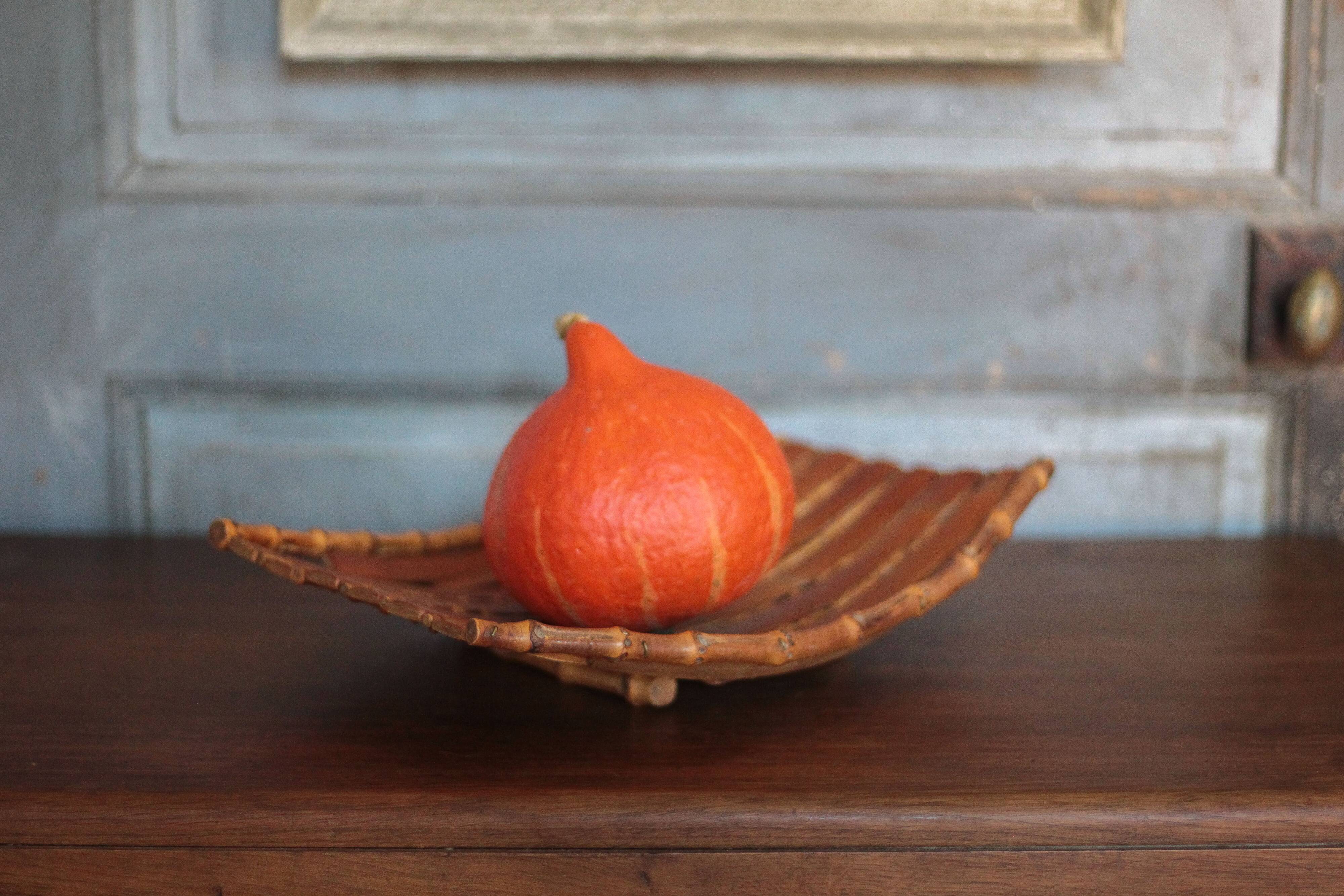 Vintage tray, bamboo, rectangular tray, fruit bowl, basket