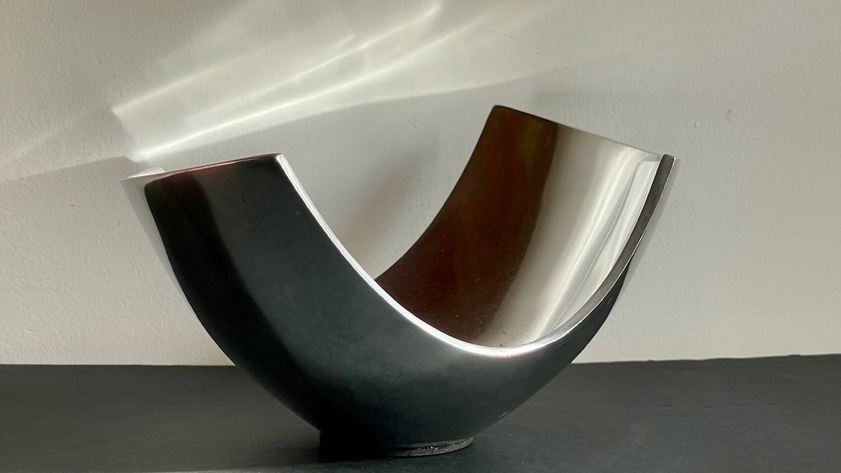 Vintage polished metal fruit bowl
