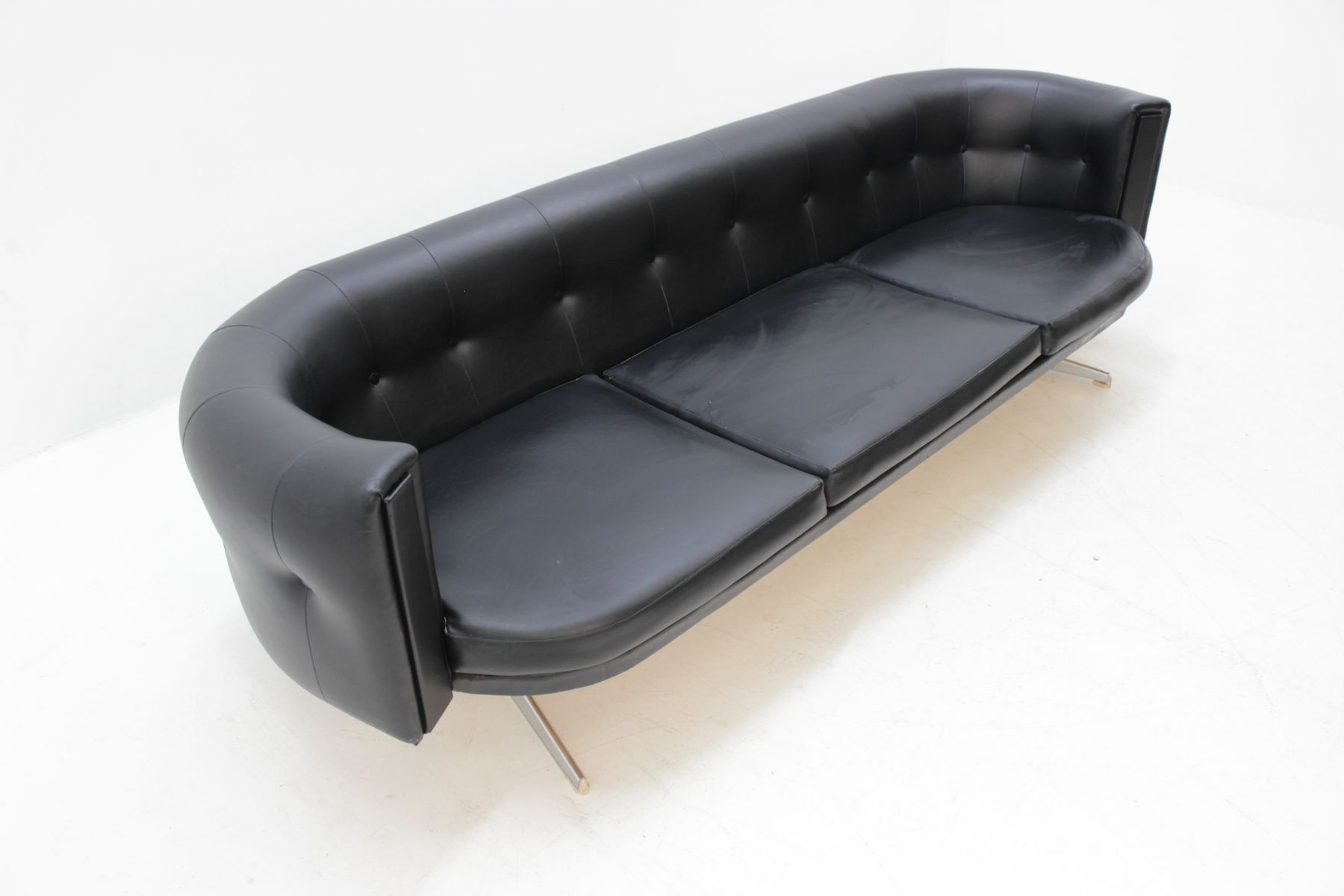 Sofa leatherette and chrome France 1970 s