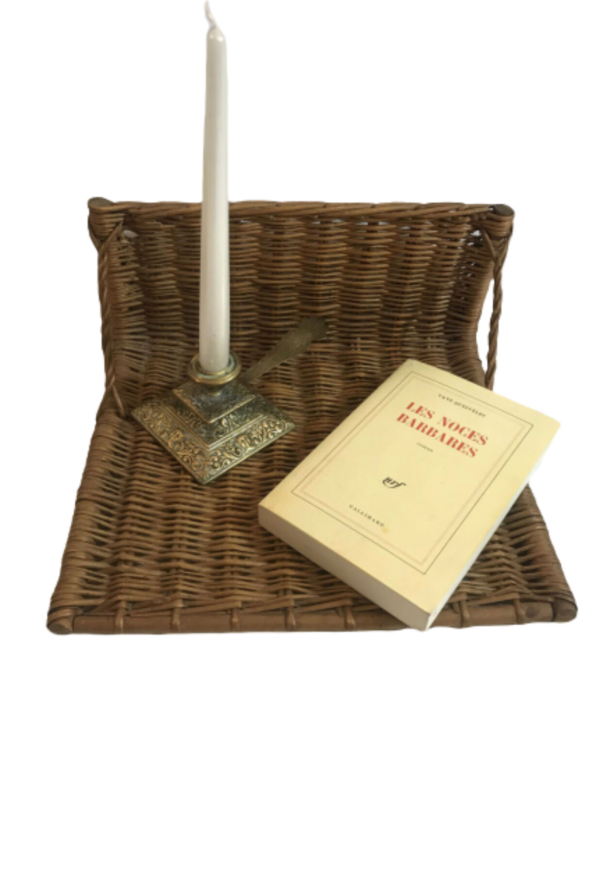 Pair of vintage hanging bedsides in wicker and rattan